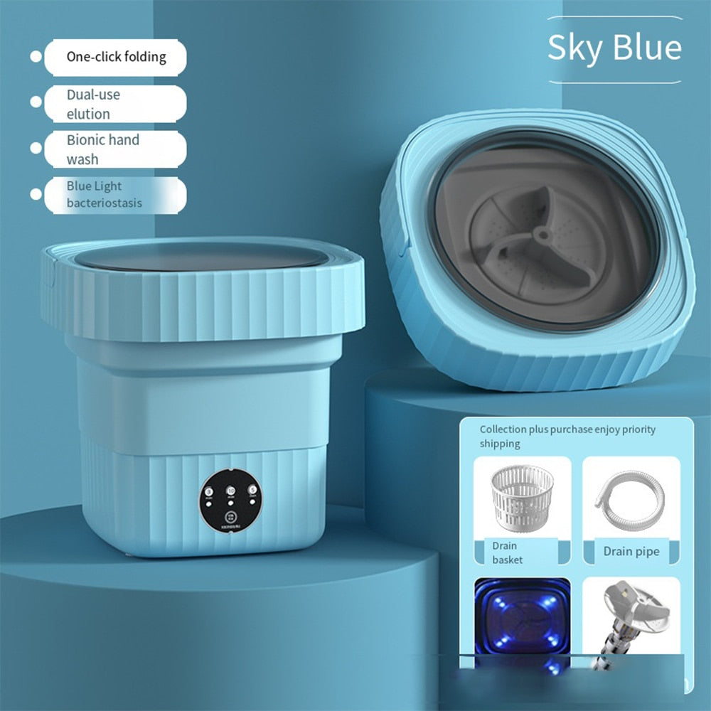 Mini Folding Portable Washing Machines with Centrifuge Dryer for Clothes Tourist Travel Home Sock Bra Small Underwear Washer